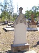 
Veronica GARSKE,
wife of August GARSKE,
died 16 Aug 1920 in her 80th year;
August GARSKE, husband,
died 20 July 1922 aged 78 years;
Helidon Catholic cemetery, Gatton Shire
