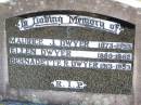 
Maurice J. DWYER, 1873 - 1953;
Ellen DWYER, 1880 - 1962;
Bernadette R. DWYER, 1913 - 1953;
Helidon Catholic cemetery, Gatton Shire
