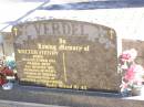 
Walter Henry VERDEL,
born 29 Oct 1924 died 2 Aug 2003,
husband of Mary,
father of Teresa,
grandfather of Anthony & Christopher;
Helidon Catholic cemetery, Gatton Shire
