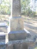 
Mary, wife of John HONAN,
died 23 March 1918 aged 74 years;
Catherine, daughter,
died 13 Sept 1920 aged 43 years;
Helidon Catholic cemetery, Gatton Shire
