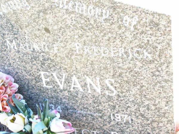 Maurice Frederick EVANS,  | 1934 - 1971;  | Helidon Catholic cemetery, Gatton Shire  | 