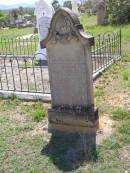 William Alexander,
son of Francis & Mary Ann LENDRUM,
brother of F. Lendrum,
accidentally killed 8 Nov 1902
aged 14 years 4 months 8 days;
Helidon General cemetery, Gatton Shire