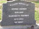 George RAYNER,
1870 - 1940;
Elizabeth RAYNER,
1875 - 1950;
Helidon General cemetery, Gatton Shire