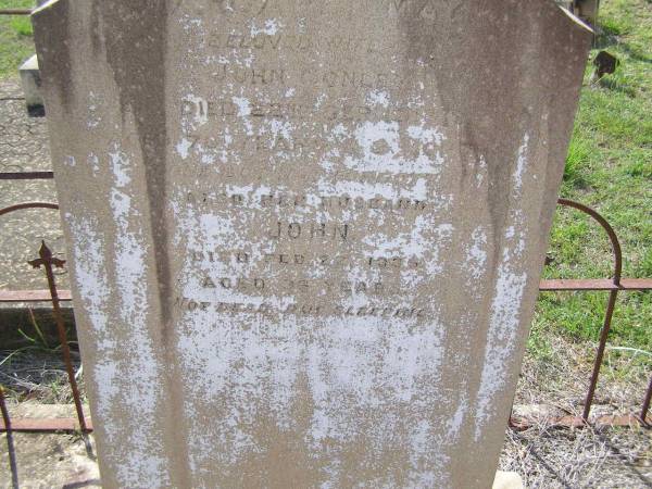 Margaret May,  | wife of John CONLEY,  | died 22 Sep 1918 aged 72 years;  | John,  | husband,  | died 22 Feb 1935 aged 96 years;  | Helidon General cemetery, Gatton Shire  | 