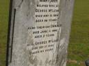 Mary Ann,
wife of George MCLEOD,
died 15 May 1919 aged 56 years;
Donald,
son,
died 4 une 1895 aged 2 years;
George MCLEOD,
died 17 Sept 1940 aged 84 years;
Howard cemetery, City of Hervey Bay