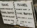 Isaac,
husband of Isabel BUFFEY,
died 21 Nov 1947 aged 80 years;
Isabel,
wife of Isaac BUFFEY,
died 16 June 1964 aged 81 years;
Howard cemetery, City of Hervey Bay