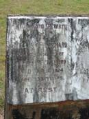 William PRITCHARD,
husband of Annie PRITCHARD,
died 21 Dec 1924 aged 33 years;
Howard cemetery, City of Hervey Bay