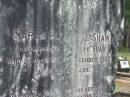 Sarah Elizabeth SHAW,
wife of Ralph SHAW,
died 18 Dec 1905 aged 41 years;
Ralph SHAW,
husband,
died 25 June 1951 aged 86 years;
Howard cemetery, City of Hervey Bay