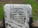 Thomas WATT,
brother,
died 8 Dec 1917 aged 51 years;
Howard cemetery, City of Hervey Bay