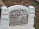 Andrew John TURNBULL,
accidentally shot 21 Nov 1934 aged 11 years;
Andrew TURNBULL,
died 4 April 1950 aged 58 years,;
Anne-Marie TURNBULL,
died 3 Sept 1976 aged 87 years;
parents of John, Andrew, Jeanie & Don;
Howard cemetery, City of Hervey Bay