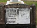 Kathleen Maggie BILSBOROUGH,
wife mother,
died 12 May 1949 aged 68 years;
George Wilfred,
son brother,
died 28 April 1970 aged 64 years;
Howard cemetery, City of Hervey Bay