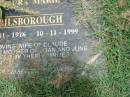 Laura Marie BILSBOROUGH,
16?-11-1916 - 10-11-1999,
wife of Claude,
mother of Joan & June;
Howard cemetery, City of Hervey Bay