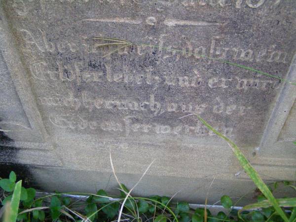 Christian Friedrich Gottfried HENSELIN,  | born 22 Feb 1827 Germany,  | died 16 June 1894;  | Hoya/Boonah Baptist Cemetery, Boonah Shire  | 