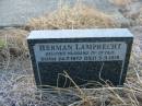 
Herman LAMPRECHT
(husband of Ottilie)
b: 24 Jul 1873, d: 5 Sep 1915
Engelsburg Baptist Cemetery, Kalbar, Boonah Shire
