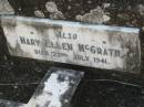 Thomas McGRATH
14 Jul 1926, aged 62
Mary Ellen McGRATH
22 Jul 1941
Kalbar Catholic Cemetery, Boonah Shire