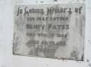 Henry PATES, father,
died 15 Nov 1959 aged 68 years;
Kalbar General Cemetery, Boonah Shire