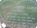 Evelyn Edith Alice NUTLEY,
29-3-1913 - 9-5-2003;
Kalbar General Cemetery, Boonah Shire