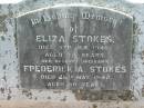 Eliza STOKES,
died 5 Jan 1940 aged 73 years;
Frederick A. STOKES, husband,
died 28 Mary 1942 aged 80 years;
Kalbar General Cemetery, Boonah Shire