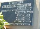 Alvena (Rene) WINDOLF,
wife parent grandparent,
died 8 Dec 1995 aged 74 years;
Kalbar General Cemetery, Boonah Shire
