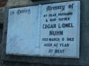 
Edgar Lionel NUHN
10 Mar 1962, aged 42
St Johns Lutheran Church Cemetery, Kalbar, Boonah Shire
