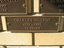 Charles WALTON,
1852 - 1926 aged 73 years;
Engelsburg Methodist Pioneer Cemetery, Kalbar, Boonah Shire