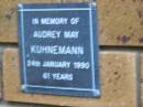 Audrey May KUHNEMANN
d: 24 Jan 1990, aged 61
Kenmore-Brookfield Anglican Church, Brisbane