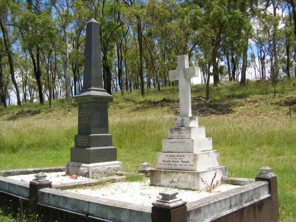 Julia Anne FRASER,  | died 6 Feb 1910 aged 28 years;  | William Grant FRASER,  | father,  | died 18 Aug 1921 aged 47 years;  | John COLEMAN,  | died  Dunoine  Kilkivan 6 May 1923 aged 70 years,  | erected by wife;  | Catherine COLEMAN,  | wife,  | died 24 Jan 1935 aged 75 years;  | Kilkivan cemetery, Kilkivan Shire  | 