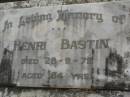 Henri BASTIN,
died 28-9-79 aged 84 years;
Lawnton cemetery, Pine Rivers Shire