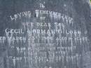 Cecil Norman OLOAN,
son,
died 23 March 1906 aged 14 years;
Hugh OLOAN,
husband of Janet OLOAN.
died 29 Oct 1914 aged 76 years;
Arthur,
son,
died 24 May 1936 aged 50 years;
Janet OLOAN,
wife of Hugh OLOAN,
died 7 June 1940 aged 87 years;
Lawnton cemetery, Pine Rivers Shire