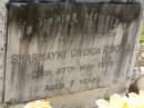 Sharmaye Gwenda REICHLE,
daughter,
died 27 May 1959 aged 7 years;
Lawnton cemetery, Pine Rivers Shire