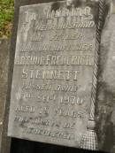 Arthur Frederick STENNETT,
husband father grandfather,
died 6 Sept 1970 aged 75 years;
Lawnton cemetery, Pine Rivers Shire