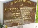 Kateryna MYKOLAYENKO,
14-2-1913 - 17-7-1995;
Anton KASPER,
4-4-1910 - 23-4-1990;
Katerina KASPER,
mother,
10-3-1882 - 28-8-1973;
Lawnton cemetery, Pine Rivers Shire