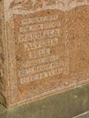 Marcella Alvenia BELL,
wife mother,
died 25 March 1960 aged 73 years;
Lawnton cemetery, Pine Rivers Shire
