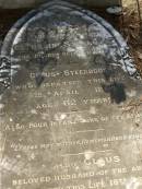 Catherine STEENBOCK,
wife of Claus STEENBOCK,
died 5 April 1894 aged 62 years;
4 infant sons;
Claus,
husband,
died 18 April 1920 aged 80 years;
Lawnton cemetery, Pine Rivers Shire