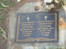 Charles B. GLOVER,
died 10 Feb 1992 aged 82 years;
Charlotte GLOVER,
died 14 Sept 2001 aged 88 years;
Lawnton cemetery, Pine Rivers Shire