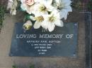 Anthony Karl BUFTON,
died 28 March 1989 aged 24 years;
Lawnton cemetery, Pine Rivers Shire