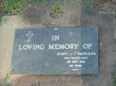Henry J.T. Harrison,
died 3 Sept 1989 aged 69 years;
Lawnton cemetery, Pine Rivers Shire