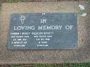 Shannon F. BECKETT,
died 11 June 1987 aged 6 weeks;
Kathleen BECKET,
died 9 Dec 1989 aged 19 years;
Lawnton cemetery, Pine Rivers Shire