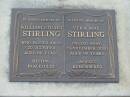 William Stuart STIRLING,
died 20 July 1991 aged 86 years;
Vera May STIRLING,
died 20 Nov 2000 aged 90 years;
Lawnton cemetery, Pine Rivers Shire