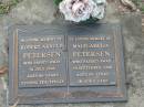 Robert Arnold PETERSEN,
died 31 July 1996 aged 86 years;
Maud Amelia PETERSEN,
died 25 Sept 1998 aged 88 years;
Lawnton cemetery, Pine Rivers Shire