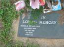 Ronald Bevan DAU,
died 19 July 1985 aged 59 years;
Lawnton cemetery, Pine Rivers Shire