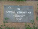 A. George MANTON,
died 2 May 1986 aged 72 years;
Lawnton cemetery, Pine Rivers Shire