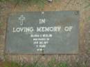 Deloras D. WESSLING,
died 24 Dec 1977 aged 71 years;
Lawnton cemetery, Pine Rivers Shire