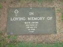 Mervyn J. BUTCHER,
died 22 Aug 1974 aged 59 years;
Lawnton cemetery, Pine Rivers Shire