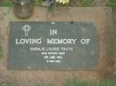 Natalie Louise TRUTE,
died 3 June 1982;
Lawnton cemetery, Pine Rivers Shire