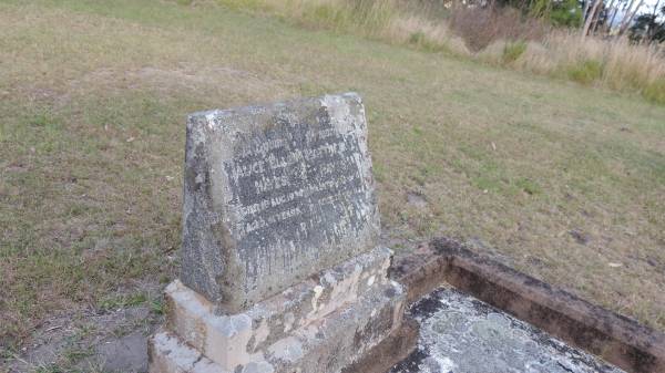 Alice Ellen HAYES  | d: 19 Aug 1934 aged 61  |   | Matthew J HAYES  | d: 16 Jul 1949 aged 79  |   | Legume cemetery, Tenterfield, NSW  |   |   | 