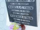 parents;
Mabel L.G. YAUN,
died 15-4-1963 aged 70 years;
Roderick H. YAUN,
died 6-6-1970 aged 69 years;
Lower Coomera cemetery, Gold Coast