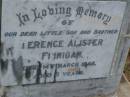 Terence Alister FINNIGAN,
son brother,
died 14 March 1945 aged 5 years;
Lower Coomera cemetery, Gold Coast