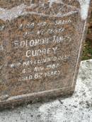 Florence Amanda CURREY,
wife mother,
died 20 Jan 1949 aged 52 years;
Solomon James CURREY,
husband father,
died 4 Aug 1982 aged 82 years;
Lower Coomera cemetery, Gold Coast