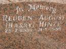 Reuben August (Harry) HINZE,
28-7-1905 - 21-8-1989;
Lower Coomera cemetery, Gold Coast